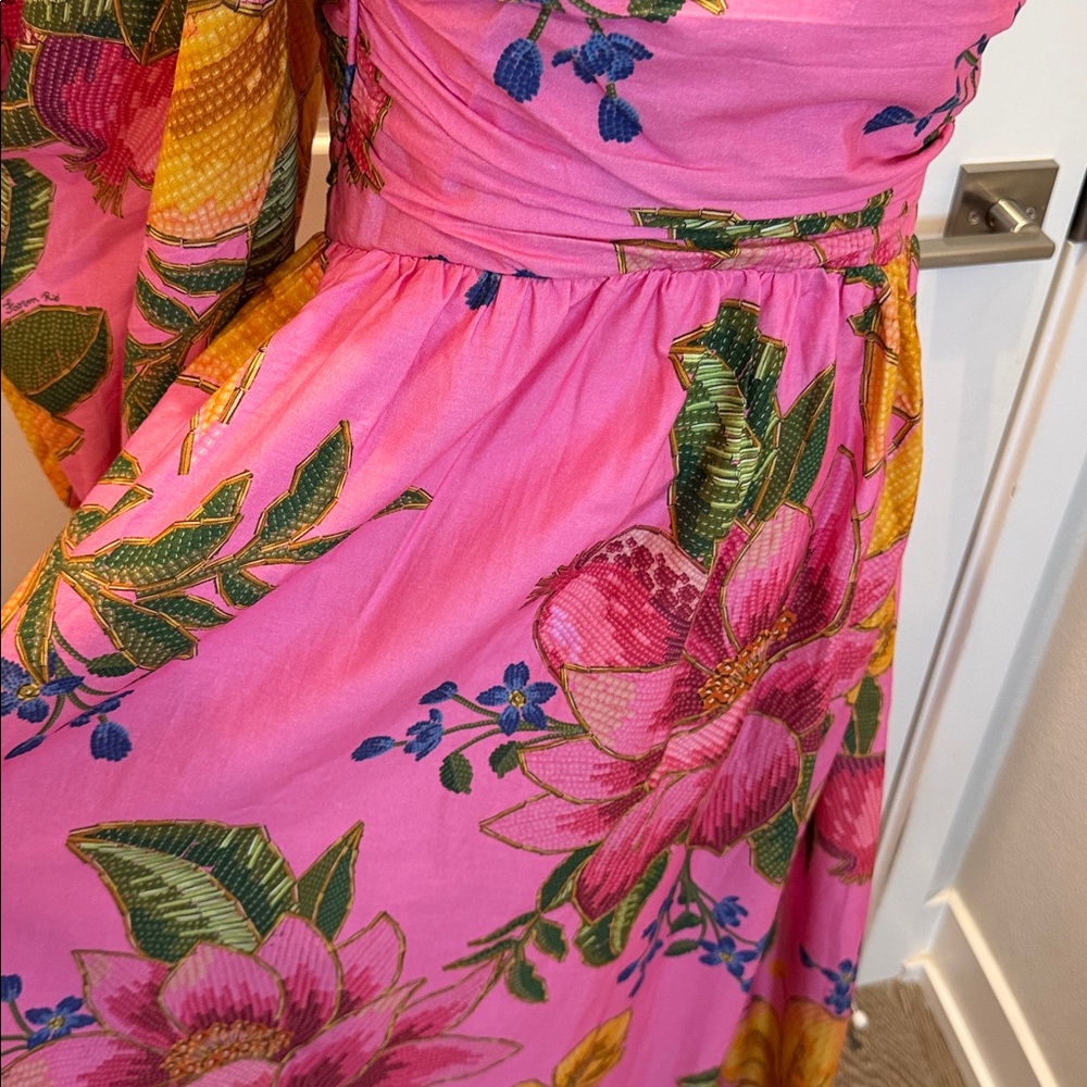 SOLD - FARM Rio One Shoulder Pink Floral Dress Size M - Picture 5 of 8